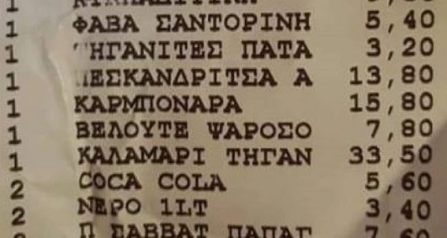 Κρήτη: Η απόδειξη του εστιατορίου τον έκανε να τρίβει τα μάτια του – Η χρέωση που άναψε φωτιές (εικόνες)